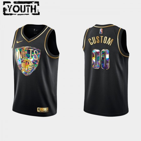 Maglia NBA Brooklyn Nets Personalizzate Nike 2021-22 Nero Golden Edition 75th Anniversary Diamond Swingman - Bambino